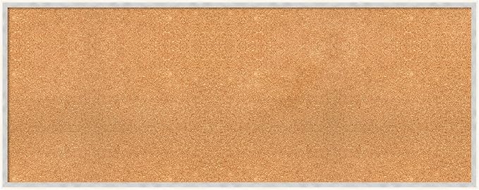 Amanti Art Natural Cork Board for Wall, 21x53 Vision Board with White Frame, Oversize Corkboard Office Decor for Home Organization, Modern Corkboard Pinboard to Display Items for Home Organization in
