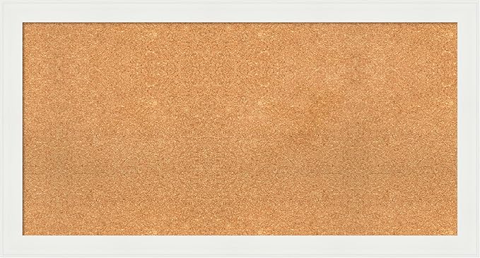 Amanti Art Natural Cork Board for Wall, 23x43 Vision Board with White Frame, Large Corkboard Office Decor for Home Organization, Casual Corkboard Pinboard to Display Items for Home Organization in