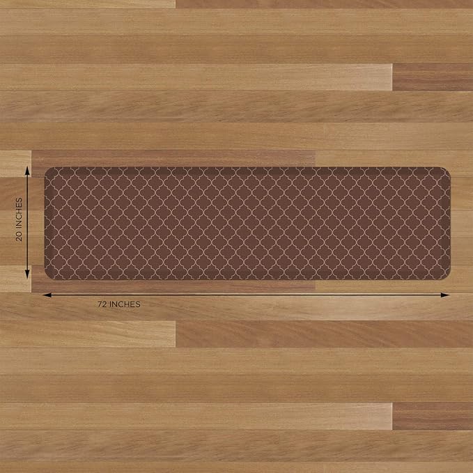 NewLife by GelPro Anti-Fatigue Designer Comfort Kitchen Floor Mat, 20x72" , Trellis Walnut Stain Resistant Surface with 3/4” Thick Ergo-foam Core for Health and Wellness