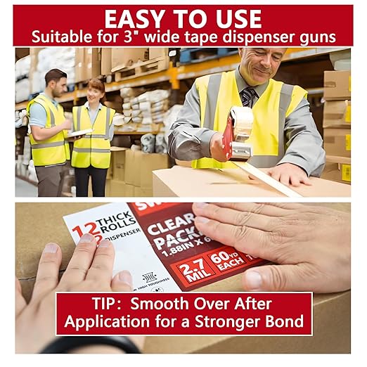 SWRT 2.7Mil Thick Ultra Clear Packing Tape, 36 Rolls Heavy Duty Packaging Tape for Shipping Packaging Moving Mailing, Thicker Sealing Tape-1.88" x 60 Yards Per Roll, 2160 Total Yards
