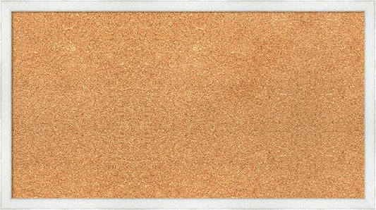 Amanti Art Natural Cork Board for Wall, 15x27 Vision Board with White Frame, Medium Corkboard Office Decor for Home Organization, Country Rustic Corkboard Pinboard to Display Items for Home