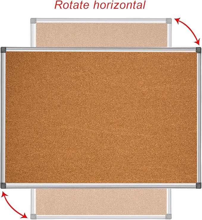 BIBOC 24 x 36 inches Cork Board, Bulletin Board,Felt Board, Pin Board, Notice Board, Memo Board for Homes or Offices, 24 X 36 Inches, Silver Aluminium Frame