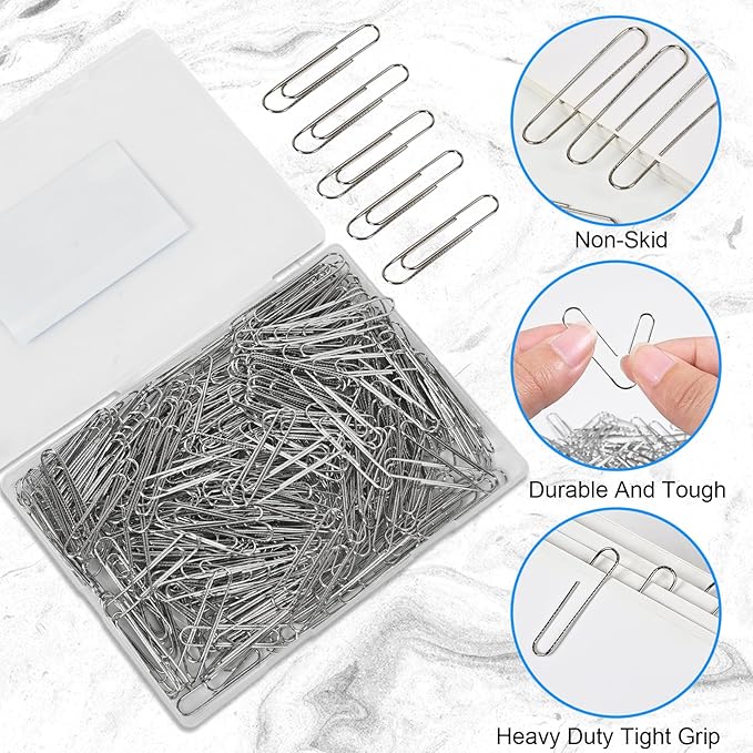 Large Paper Clips Non-Skid, 2 Inch Jumbo PaperClips, 300 Pcs Metal Paper Clips Large,Paperclips Non-Skid Clips for Office&School Supplies.