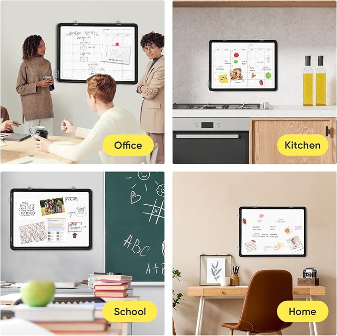 VUSIGN Monthly Dry Erase Calendar Whiteboard for Wall, 16" X 12" Double-Sided Board, Hanging Whiteboard Dry Erase for Office, Desk, Kitchen, Dorm, Black