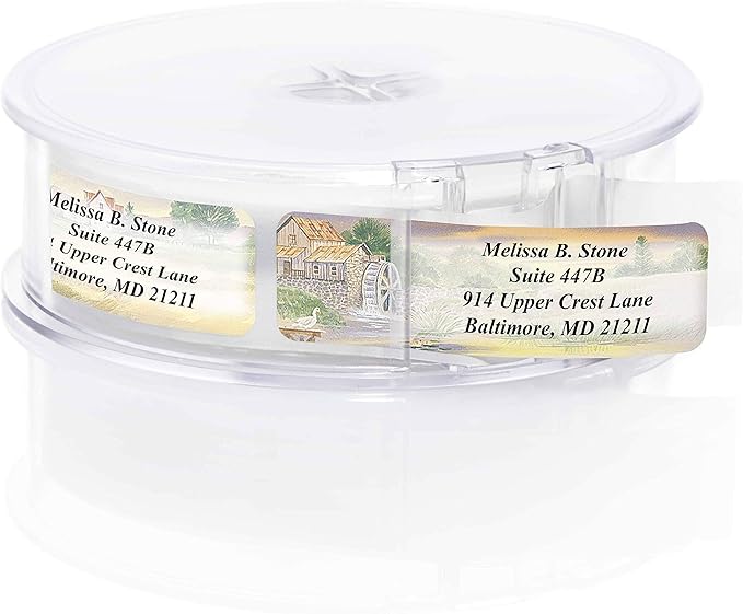 Rural America Assorted Country Scenes Personalized Return Address Labels with Dispenser - Roll of 250 Custom Labels