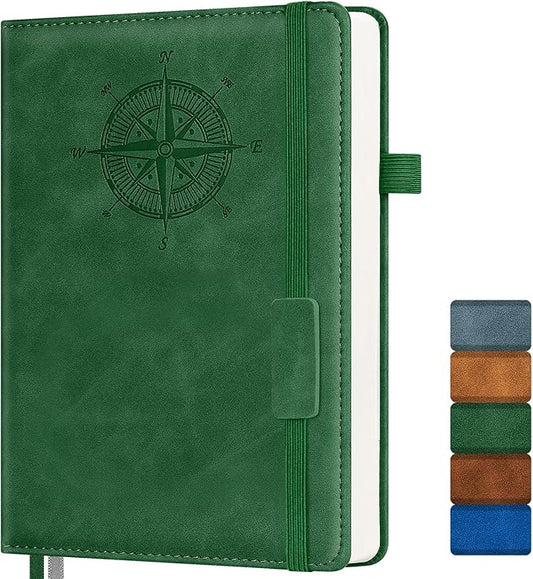 Notebook Journal for Women Men: Leather Journal for Writing, Hardcover College Ruled Journals Notebooks with Thick Paper, Large A4 Daily Journal for Travel, Diary, Gifts for Teens, 8.5"×11", Green