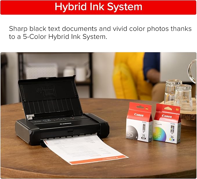 Canon PIXMA TR160 Wireless Portable Printer, 50-Sheet Paper Tray and 1.44" Display