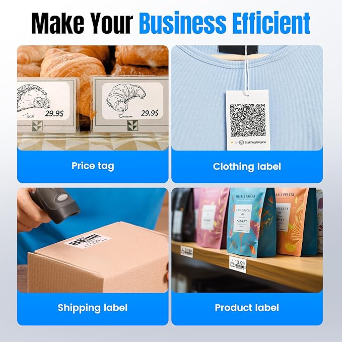 Label Maker, M102 Label Printer Bluetooth Label Machine with Tapes 1000+ Icons 300+Templates for Small Business, Office, Home, Kid School Items, Black