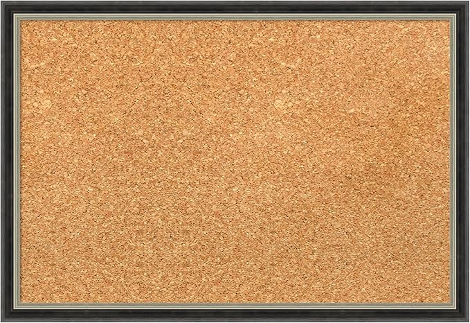 Amanti Art Natural Cork Board for Wall, 13x19 Vision Board with Black Wood Frame, Small Corkboard Office Decor for Home Organization, Modern Corkboard Pinboard to Display Items for Home Organization