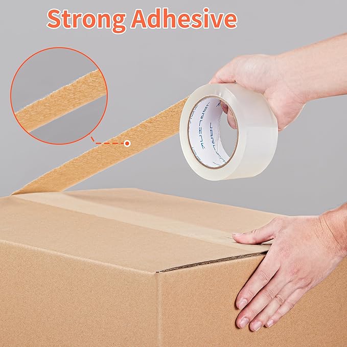 JARLINK 12 Rolls Clear Packing Tape with 2 Dispensers, Heavy Duty Packaging Tape Refills for Shipping Packaging Mailing, 2.8mil Thicker, 1.88 inches Wide, 55 Yards Per Roll, 660 Total Yards
