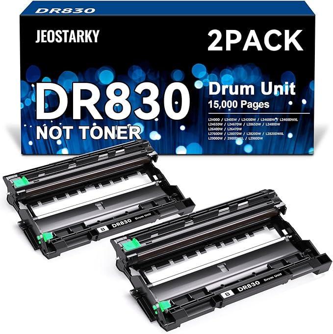 Compatible DR830 Drum Unit (NOT Toner) Replacement for Brother DR830 DR-830 Drum use with HL-L2460DW HL-L2405W HL-L2400D HL-L2480DW MFC-L2820DW MFC-L2820DW XL DCP-L2640DW Printer (2 Pack)