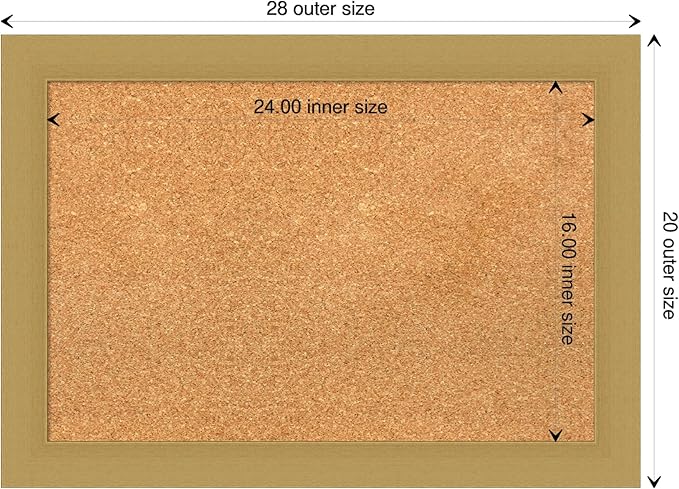 Amanti Art Natural Cork Board for Wall, 20x28 Vision Board with Gold Frame, Medium Corkboard Office Decor for Home Organization, Casual Corkboard Pinboard to display items for home organization