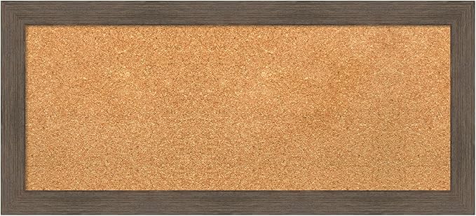 Amanti Art Natural Cork Board for Wall, 15x33 Vision Board with Brown Wood Frame, Medium Corkboard Office Decor for Home Organization, Rustic Farmhouse Corkboard Pinboard to display items for home