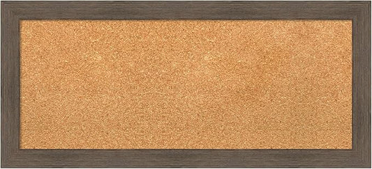Amanti Art Natural Cork Board for Wall, 15x33 Vision Board with Brown Wood Frame, Medium Corkboard Office Decor for Home Organization, Rustic Farmhouse Corkboard Pinboard to display items for home