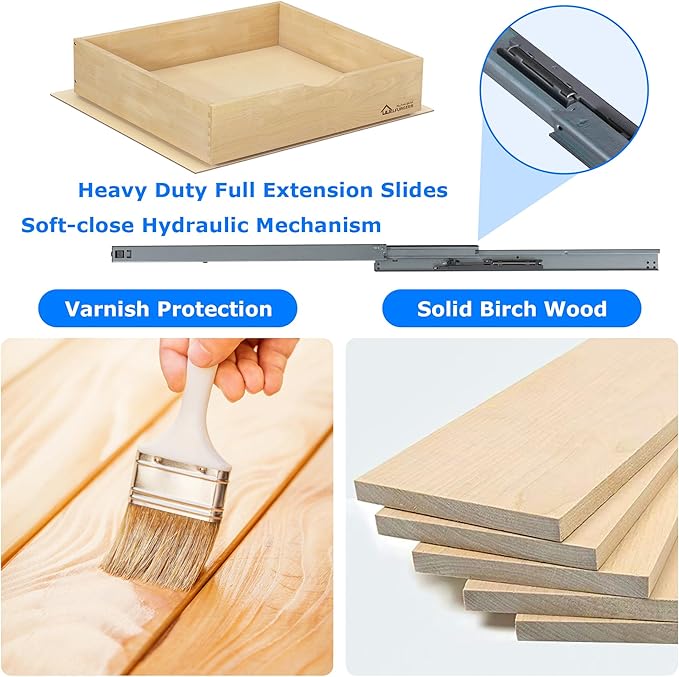 WelFurGeer Soft Close Pull Out Drawer for Kitchen Cabinets, 20" W x 22" D Pull Out Cabinet Organizer, Heavy-Duty Cabinet Organizer with Easy Installation, Space-Saving Pullout Drawer for Home, Kitchen