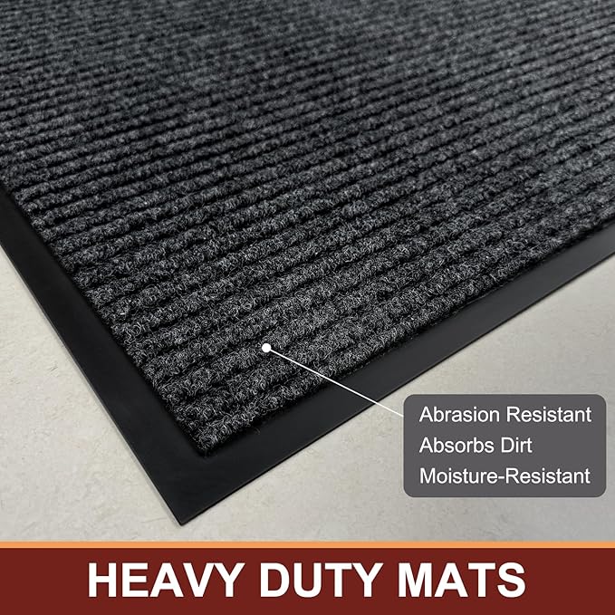 Vicwe Indoor Outdoor Door Mat, 3'x5' Heavy Duty Front Door Mat, Non-Slip Washable Doormats Entrance Mats, Dirt Resistant and Absorbent Doormat, Commercial Outdoor Entrance Floor Mat for Home Office