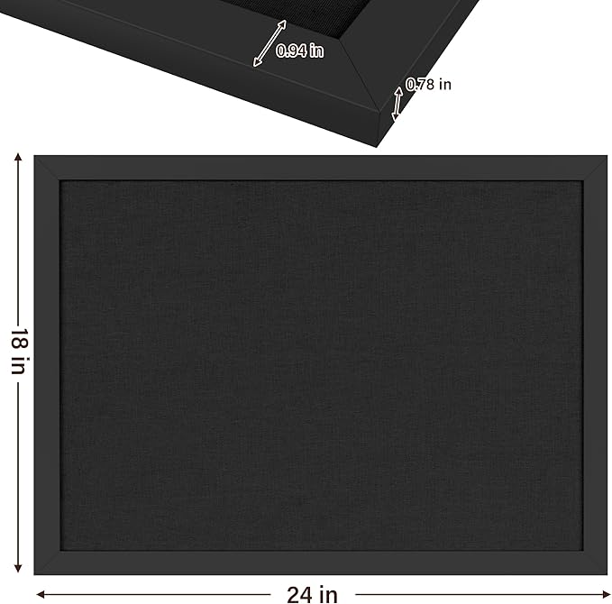 Black Cork Board Bulletin Board 18" x 24", 2-Pack Large Linen Corkboards with Frame for Walls, Cute Picture Display Pin Board Vision Board for Room School Office Bedroom 40 Pushpins