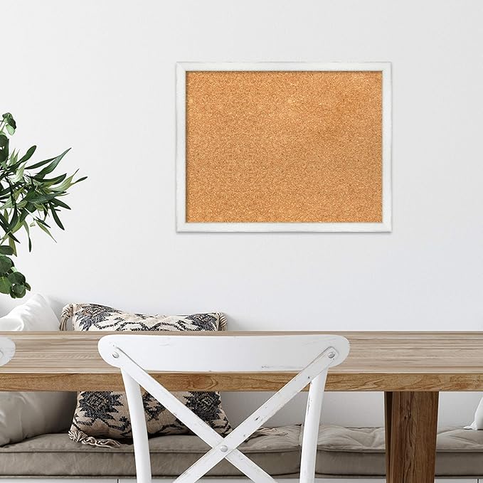 Amanti Art Natural Cork Board for Wall, 15x19 Vision Board with White Frame, Small Corkboard Office Decor for Home Organization, Country Rustic Corkboard Pinboard to Display Items for Home