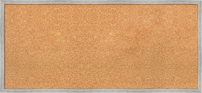 Amanti Art Natural Cork Board for Wall, 17x37 Vision Board with White Frame, Medium Corkboard Office Decor for Home Organization, Cottage Corkboard Pinboard to Display Items for Home Organization in