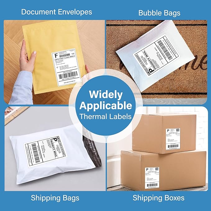 LotFancy 4x6 Thermal Labels, 3600 Shipping Labels Fanfold, 2 Stacks (1800 PCS per Stack), Perforated Mailing Postage Label, Permanent Adhesive, Address Label Compatible with Zebra, Rollo, Munbyn