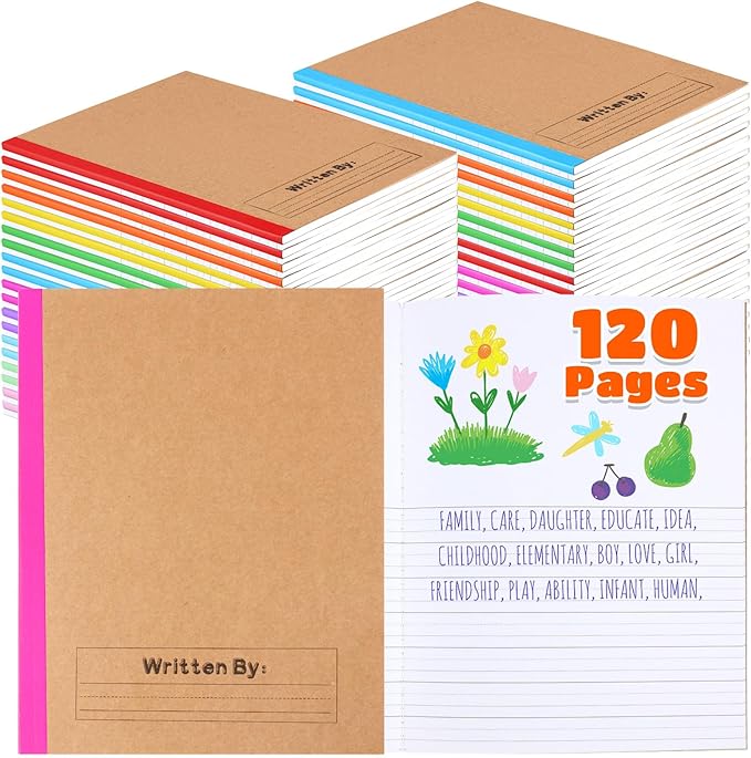 Henoyso 20 Pcs 120 Pages Primary Composition Notebooks K-2, Primary Journal Grades K-2, Writing Journal Practice Notebook for Kids in Preschool, Kindergarten, Back to School Supplies (Stylish)