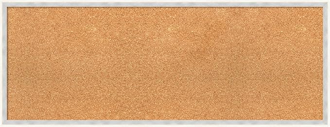 Amanti Art Natural Cork Board for Wall, 15x39 Vision Board with White Frame, Medium Corkboard Office Decor for Home Organization, Modern Corkboard Pinboard to Display Items for Home Organization in