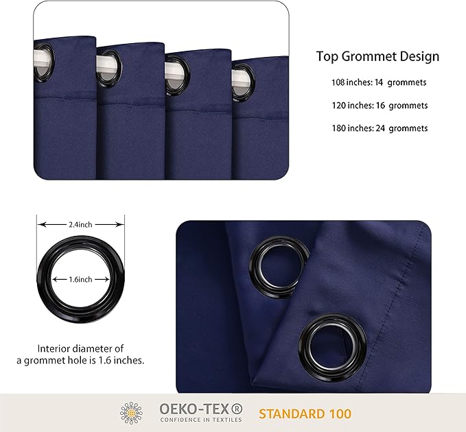 BONZER Room Divider Curtain Total Privacy Wall Extra Wide Thermal Insulated Blackout Curtains for Slide Window, 96L x 150W Inch (8L x 12.5W ft), 1 Panel, Navy