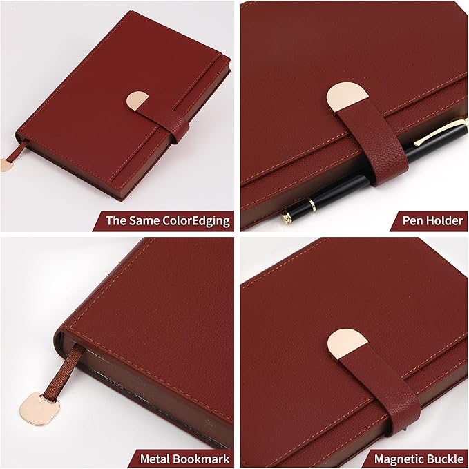 Textured Hardcover Lined Journal for Women Men Magnetic Buckle A5 Leather Journal Notebook with Gift Box 300 Pages 67 lb./100 gsm Paper College Ruled Journaling Notebook for Writing Work School Daily Diary