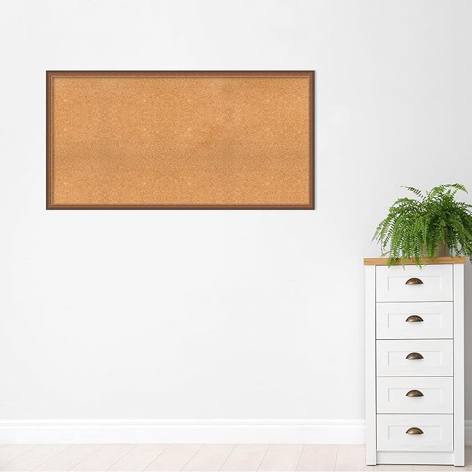 Amanti Art Natural Cork Board for Wall, 30x58 Vision Board with Bronze Frame, Oversize Corkboard Office Decor for Home Organization, Modern Corkboard Pinboard to Display Items for Home Organization