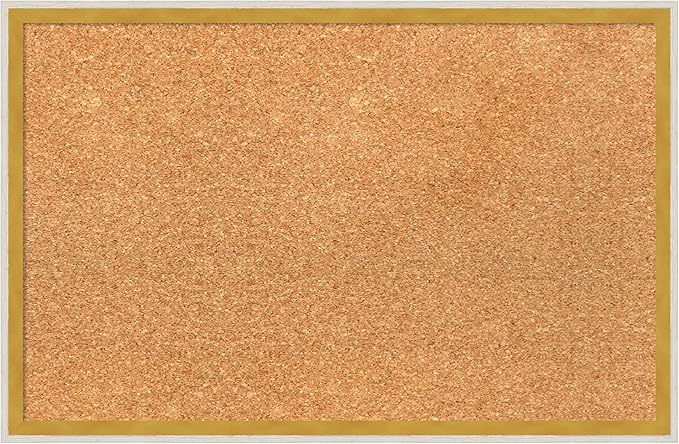 Amanti Art Natural Cork Board for Wall, 15x23 Vision Board with White Frame, Small Corkboard Office Decor for Home Organization, Modern Corkboard Pinboard to Display Items for Home Organization in