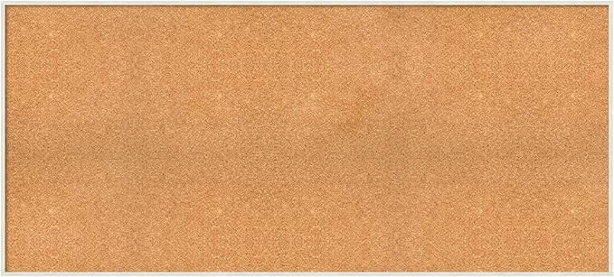 Amanti Art Natural Cork Board for Wall, 27x59 Vision Board with White Frame, Oversize Corkboard Office Decor for Home Organization, Modern Corkboard Pinboard to Display Items for Home Organization in