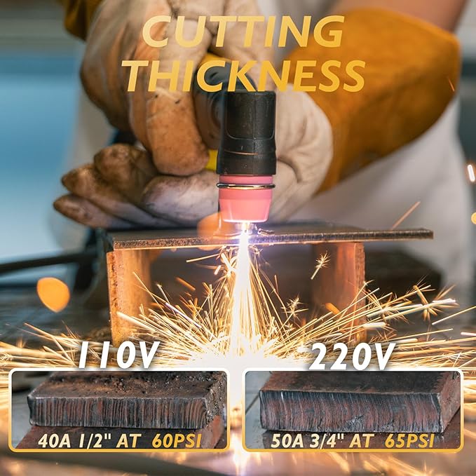 TOOLIOM Plasma Cutter, Non Touch Pilot Arc, Large LED Display 50 Amps Cutter Machine with 110/220V Dual Voltage, IGBT Maximum 3/4 Inch Clean Cut DC Inverter Cutting Machine