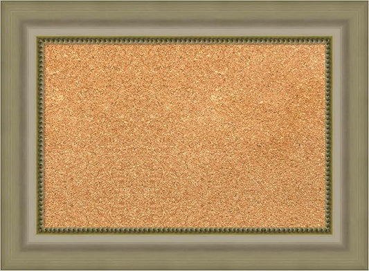 Amanti Art Natural Cork Board for Wall, 17x23 Vision Board with Silver Wood Frame, Small Corkboard Office Decor for Home Organization, Traditional Corkboard Pinboard to Display Items for Home