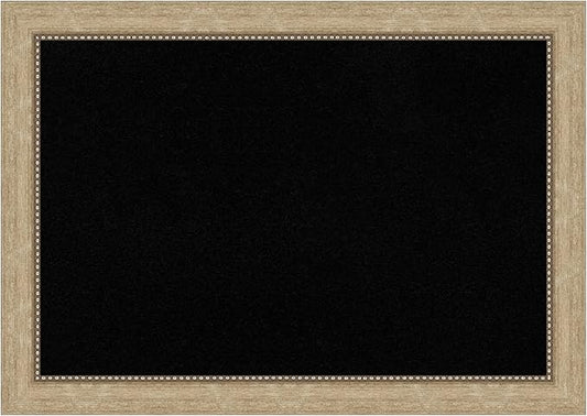 Amanti Art Black Cork Board for Wall, 29x41 Vision Board with Champagne Frame, Large Corkboard Office Decor for Home Organization, Casual Corkboard Pinboard to display items for home organization