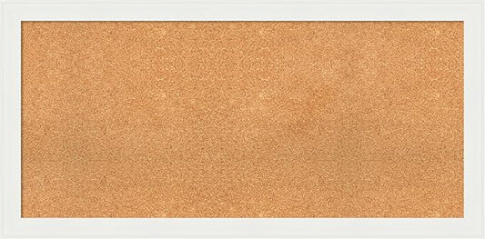 Amanti Art Natural Cork Board for Wall, 23x47 Vision Board with White Frame, Oversize Corkboard Office Decor for Home Organization, Casual Corkboard Pinboard to Display Items for Home Organization in