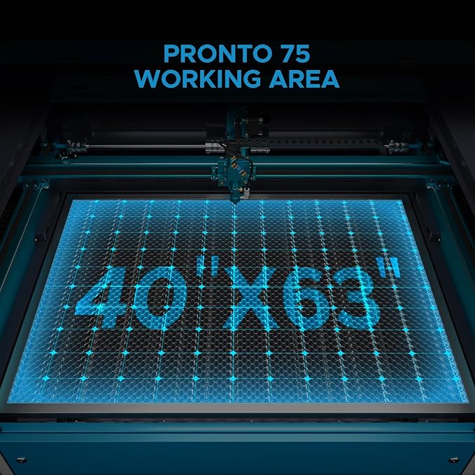 OMTech Pronto 150W CO2 Laser Engraver & Cutter with Water Chiller – 63"x40" Workspace, 1,000mm/s Speed, Autofocus, 2-Way Pass, Air Assist, for Wood, Acrylic & More