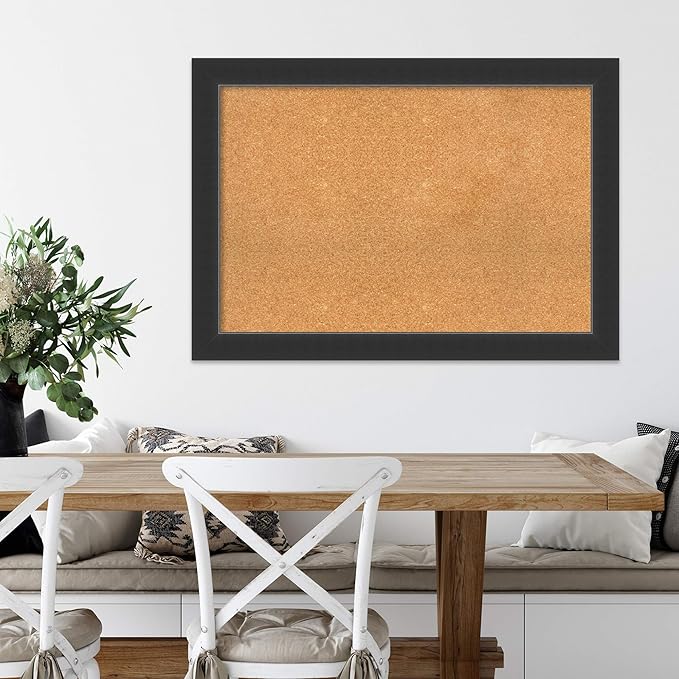Amanti Art Natural Cork Board for Wall, 29x41 Vision Board with Black Wood Frame, Large Corkboard Office Decor for Home Organization, Modern Contemporary Corkboard Pinboard to display items for home