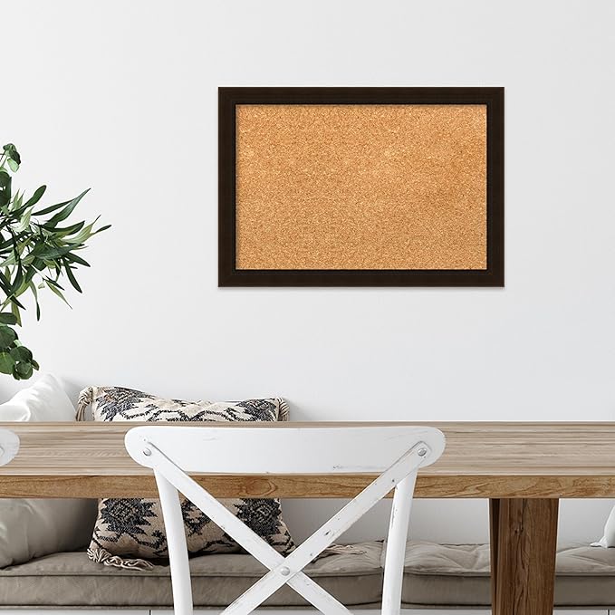 Amanti Art Natural Cork Board for Wall, 14x20 Vision Board with Brown Wood Frame, Small Corkboard Office Decor for Home Organization, Country Rustic Corkboard Pinboard to Display Items for Home