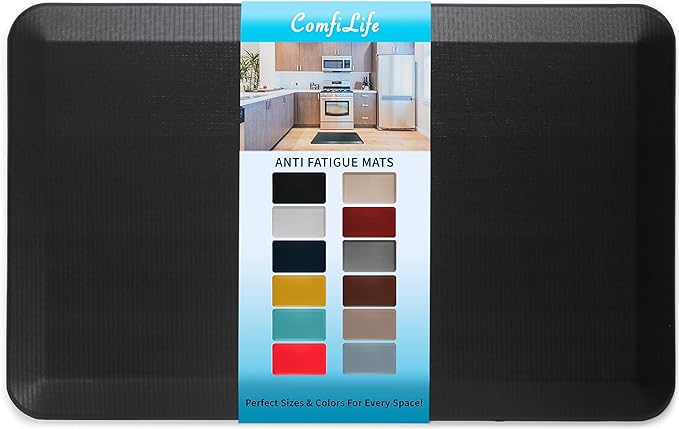 ComfiLife Anti Fatigue Floor Mat – 3/4 Inch Thick Kitchen Mats for Floor, Standing Desk Mat, Kitchen Rug – Comfort at Home, Office – Durable – Stain Resistant – Non-Slip Bottom (20" x 32", Black)