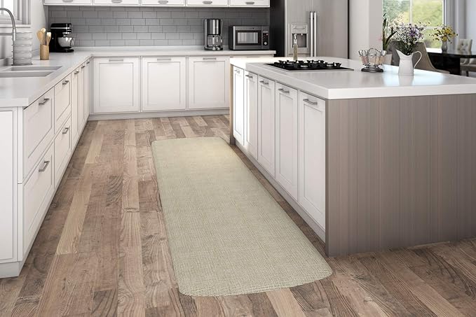 GelPro Decorative Foam Floor Mat, 30" x 108", Tweed Antique White