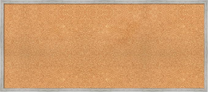 Amanti Art Natural Cork Board for Wall, 19x43 Vision Board with White Frame, Oversize Corkboard Office Decor for Home Organization, Cottage Corkboard Pinboard to Display Items for Home Organization