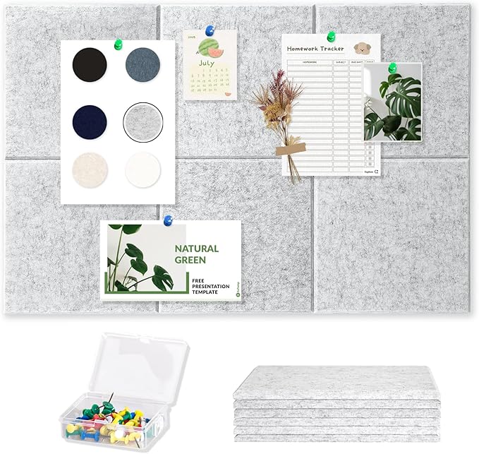 Large Cork Board for Wall with Pins, 36" x 24" Bulletin Board Self-Adhesive Pin Board | Customized 6 Packs Felt Tiles for Office Home Wall Decor