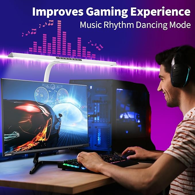 2-in-1 Desk Lamp with RGB Backlight,Architect Desk Lamps for Home Office,24W Tall Desk Lamp with Clamp,60"Timer,25 Lighting Modes,Eye Protection Swing Arm Lamp for Home/Office/Gaming/Study