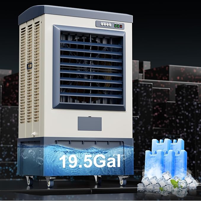 Landeagle 49″ Swamp Cooler Air Conditioner, 6550CFM Portable Evaporative Coolers with 19.5 Gal Tank,120°Oscillation, Outdoor Cooling Fan with Continuous Auto Fill for Patio Garage Industry Commercial