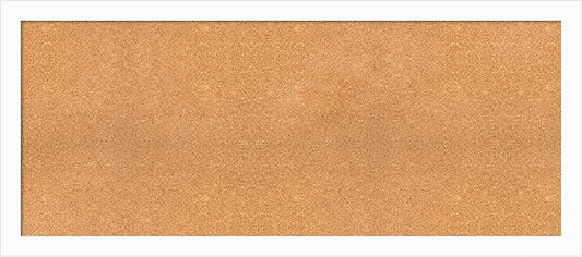 Amanti Art Natural Cork Board for Wall, 25x57 Vision Board with White Frame, Oversize Corkboard Office Decor for Home Organization, Casual Corkboard Pinboard to Display Items for Home Organization in