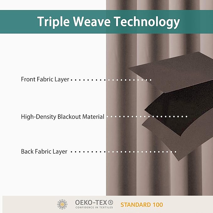 BONZER Room Divider Curtain Total Privacy Wall Noise Reducing Extra Wide Blackout Curtains for Patio Sliding Glass Door, 108L x 150W Inch (9L x 12.5W ft), 1 Panel, Khaki