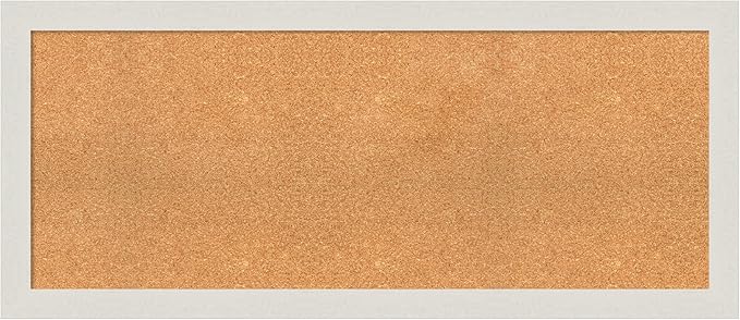 Amanti Art Natural Cork Board for Wall, 21x49 Vision Board with White Frame, Oversize Corkboard Office Decor for Home Organization, Country Rustic Corkboard Pinboard to Display Items for Home