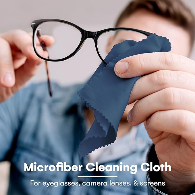 Care Touch Microfiber Cleaning Cloths, 6 Pack - Cleans Glasses, Lenses, Phones, Screens, Other Delicate Surfaces - Large Lint Free Microfiber Cloths - Eye Glass Clean Cloths - 6" x 7" (Navy Blue)