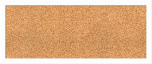 Amanti Art Natural Cork Board for Wall, 23x55 Vision Board with White Frame, Oversize Corkboard Office Decor for Home Organization, Casual Corkboard Pinboard to Display Items for Home Organization in