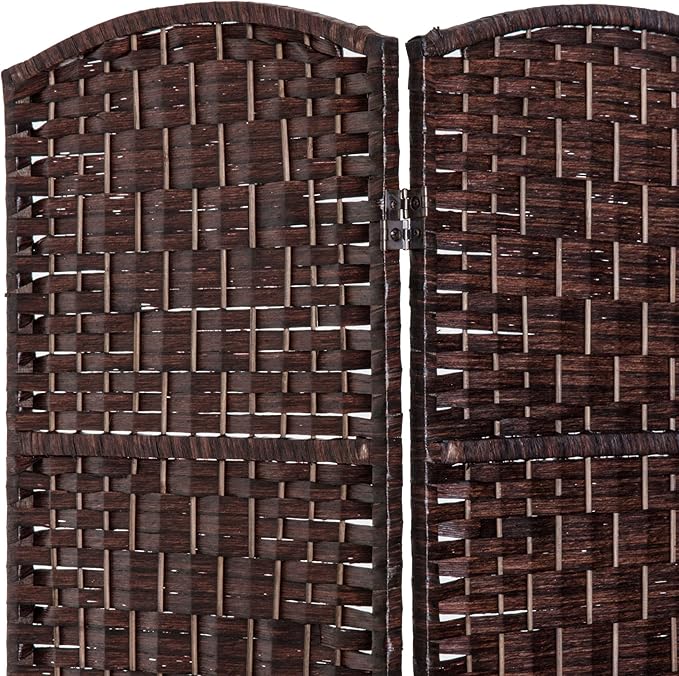NicBex Room Divider 3 Panel Room Dividers with Wicker Weave Design Partition Room Dividers and Folding Privacy Screens 6 FT Wall Divider for Office, Room Separation,53.25"W x 0.75"D x 70.75"H, Brown